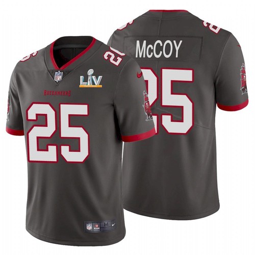 Men's Tampa Bay Buccaneers #25 LeSean McCoy Grey 2021 Super Bowl LV Limited Stitched NFL Jersey
